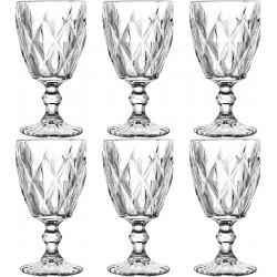 Jogo 6 Taças 325ml Em Vidro Diamante Transparente